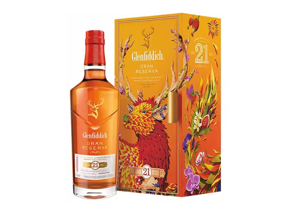 附近回收格兰菲迪21年700ml福鹿生花新年装福鹿呈祥新春礼盒装Glenfiddich苏格兰威士忌行情价格